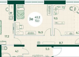 Продам 3-комнатную квартиру, 72.1 м2, Адыгея