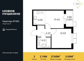 Продается 2-ком. квартира, 37.7 м2, Пушкино, жилой комплекс Новое Пушкино, к23