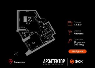 Продажа 2-комнатной квартиры, 43.4 м2, Москва, улица Академика Волгина, 2с3, Обручевский район