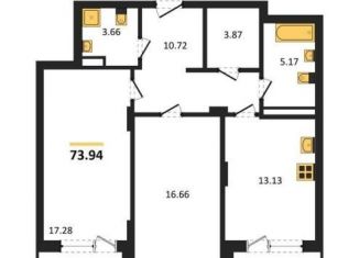 Продаю 2-комнатную квартиру, 73.9 м2, Воронеж, Электросигнальная улица, 9Ак1