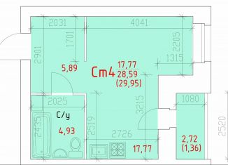 Квартира на продажу студия, 30 м2, Череповец, улица Преображенского, 10