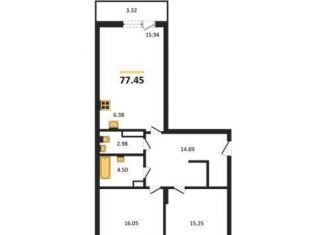 2-ком. квартира на продажу, 77.5 м2, Воронеж