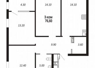 Продается 3-комнатная квартира, 76.6 м2, Омск, Парк-квартал Королёв, 3