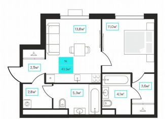 Продается однокомнатная квартира, 43.5 м2, Тюмень, улица Червишевский Тракт, 25