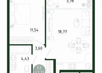 Продаю 1-комнатную квартиру, 42.1 м2, Тула, улица Генерала Маргелова, 9В
