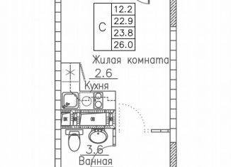 Продаю квартиру студию, 26 м2, Владивосток