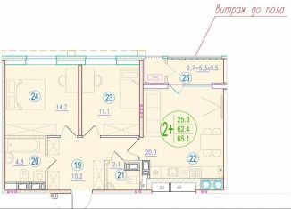 Продаю 2-ком. квартиру, 65.1 м2, Астрахань, ЖК Центральный, улица Кирова, 68