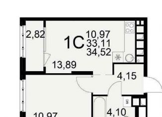 Продается 1-комнатная квартира, 34.6 м2, Рязань