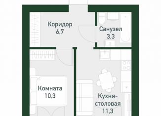 Продажа однокомнатной квартиры, 32.9 м2, Екатеринбург, Ленинский район