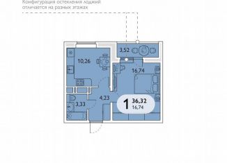 1-ком. квартира на продажу, 36.3 м2, Брянск, проспект Станке Димитрова, 67к7