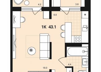 Продаю 1-комнатную квартиру, 43.1 м2, Обь, Геодезическая улица, 29