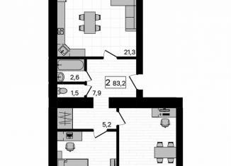 Продам двухкомнатную квартиру, 83.2 м2, село Чигири, Европейская улица, 13