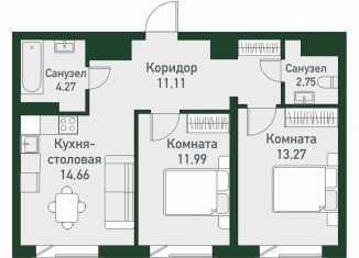 Продаю двухкомнатную квартиру, 59.4 м2, посёлок Западный, Спортивная улица, 10