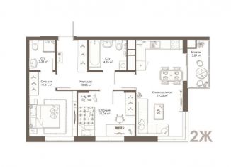 Продажа двухкомнатной квартиры, 61.1 м2, село Дядьково, 1-й Бульварный проезд, ЖК Правый Берег