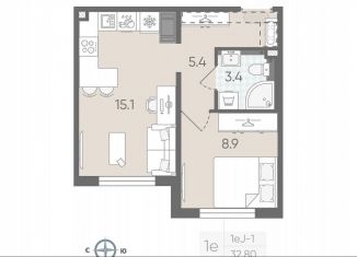 Продаю однокомнатную квартиру, 32.8 м2, Санкт-Петербург