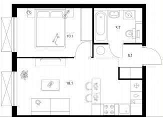 Продажа однокомнатной квартиры, 35 м2, Котельники