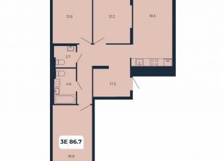 3-ком. квартира на продажу, 86.7 м2, поселок Верхнетемерницкий, Орбитальная улица, 16К