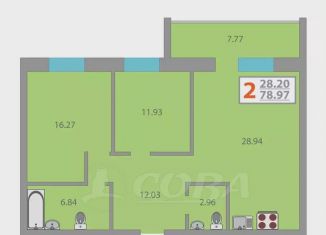 Продам двухкомнатную квартиру, 79.3 м2, Тюмень, улица Николая Фёдорова, 26, ЖК Орион