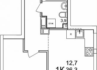 Продам 1-комнатную квартиру, 37.6 м2, деревня Анкудиновка, ЖК КМ Анкудиновский Парк
