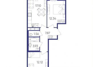 Продается 2-ком. квартира, 54.9 м2, посёлок Шушары