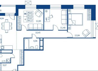 Продается 3-комнатная квартира, 81.2 м2, Пушкин, Октябрьский бульвар, 1/5