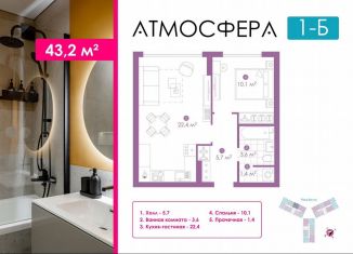 Продам 1-комнатную квартиру, 43.1 м2, Астрахань, улица Бехтерева, 12/4, ЖК Атмосфера