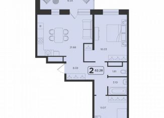 Продажа 2-комнатной квартиры, 62.3 м2, Тюмень, ЖК Горизонт