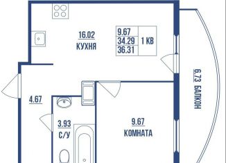Продаю 1-комнатную квартиру, 36.3 м2, Кудрово, проспект Строителей, 5, ЖК Айди Кудрово 3