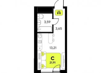Продам квартиру студию, 21.9 м2, Тюмень, улица Андрея Приказнова, 1