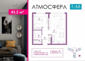 Продам однокомнатную квартиру, 43.2 м2, Астрахань, улица Бехтерева, 12/4, ЖК Атмосфера