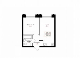 Продам 1-ком. квартиру, 39.5 м2, Казань