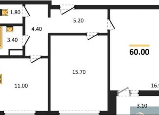 Продаю 2-ком. квартиру, 60 м2, Воронеж, Ленинградская улица, 17