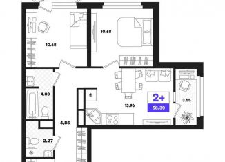 Продажа 2-комнатной квартиры, 58.4 м2, Тюмень