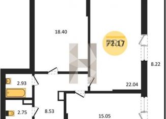 2-комнатная квартира на продажу, 72.2 м2, Воронеж, Московский проспект, 132