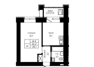 Продается однокомнатная квартира, 36.1 м2, Барнаул, улица Сухэ-Батора, 39