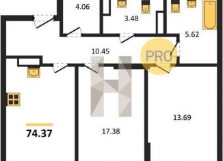 Продам двухкомнатную квартиру, 74.4 м2, Воронеж