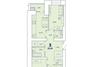 Продажа 3-комнатной квартиры, 93.5 м2, Рязань