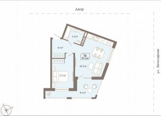 1-комнатная квартира на продажу, 51.7 м2, Тюмень, Заполярная улица, 3к1