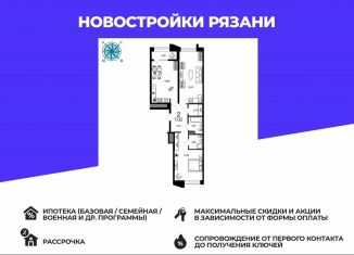 2-комнатная квартира на продажу, 76.2 м2, Рязань, 1-я Железнодорожная улица, 18