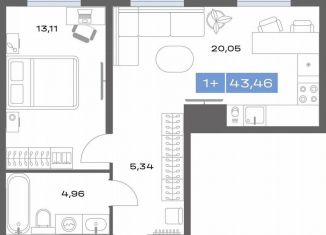 Продается 1-ком. квартира, 43.5 м2, Тюмень, Таёжная улица, 12