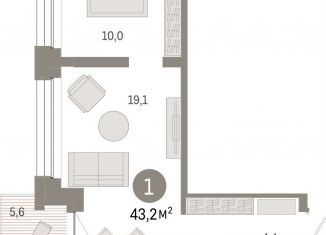 Продам однокомнатную квартиру, 43.2 м2, Тюмень, улица Муравленко, 9/2