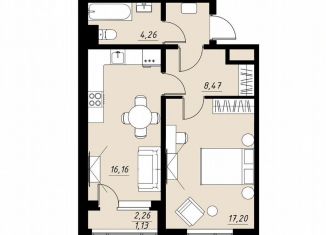 Однокомнатная квартира на продажу, 47.2 м2, Тамбов