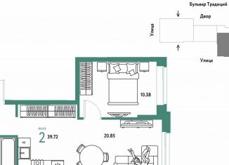 Продаю 2-ком. квартиру, 39.7 м2, Тюмень, улица Восстания
