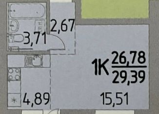 Продажа 1-ком. квартиры, 29.7 м2, деревня Кисловка, улица Петра Чайковского, 1