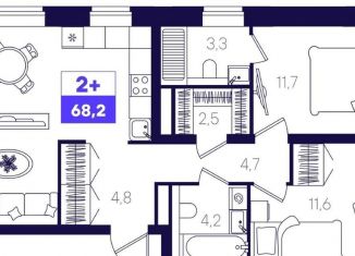 Продаю 2-комнатную квартиру, 68.2 м2, Тюмень, улица Бориса Прудаева, 7с2