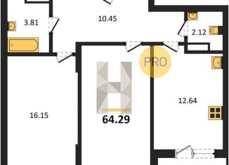 Продаю 2-ком. квартиру, 64.3 м2, Воронеж