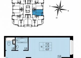 Однокомнатная квартира на продажу, 42.9 м2, Владимир, ЖК Гвардейский 2.0