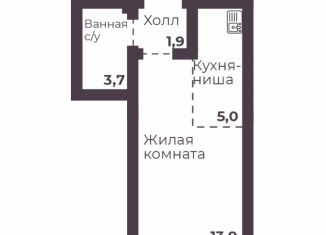 Продаю 1-ком. квартиру, 24.5 м2, Челябинск, проспект Ленина, 1