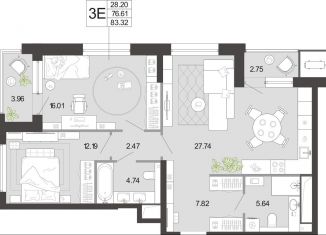 Продаю двухкомнатную квартиру, 83.3 м2, Тула