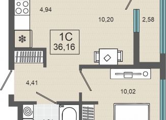 Продам однокомнатную квартиру, 36.2 м2, Тюмень